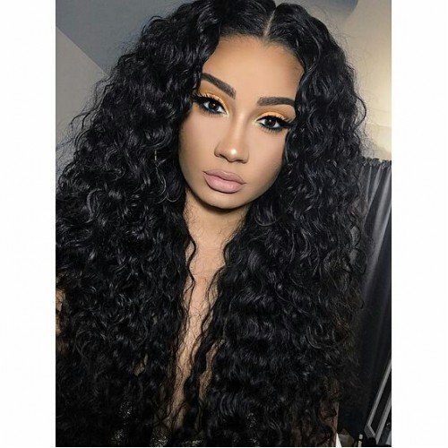 Deep wave 360 Lace Frontal Wig for Black Woman 180 Density Virgin Brazilian Human Hair Lace Frontal Wig Pre Plucked Natural Hair line with Baby Hair